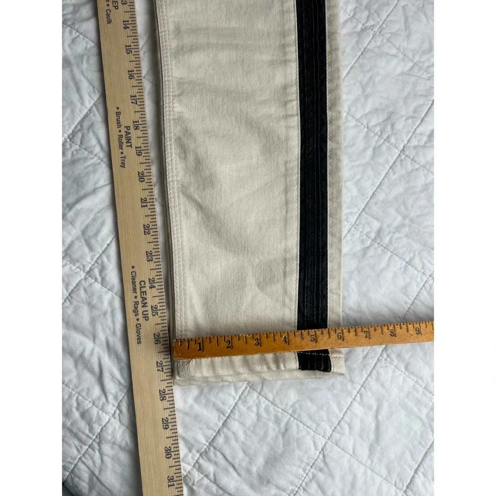 Free People Tuxedo Side Stripe Skinny Jeans Off White Black 31 61855-16515125